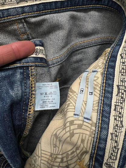 Number (N)ine Darted Blue ‘Crying Heart’ Patch Skinny Jeans