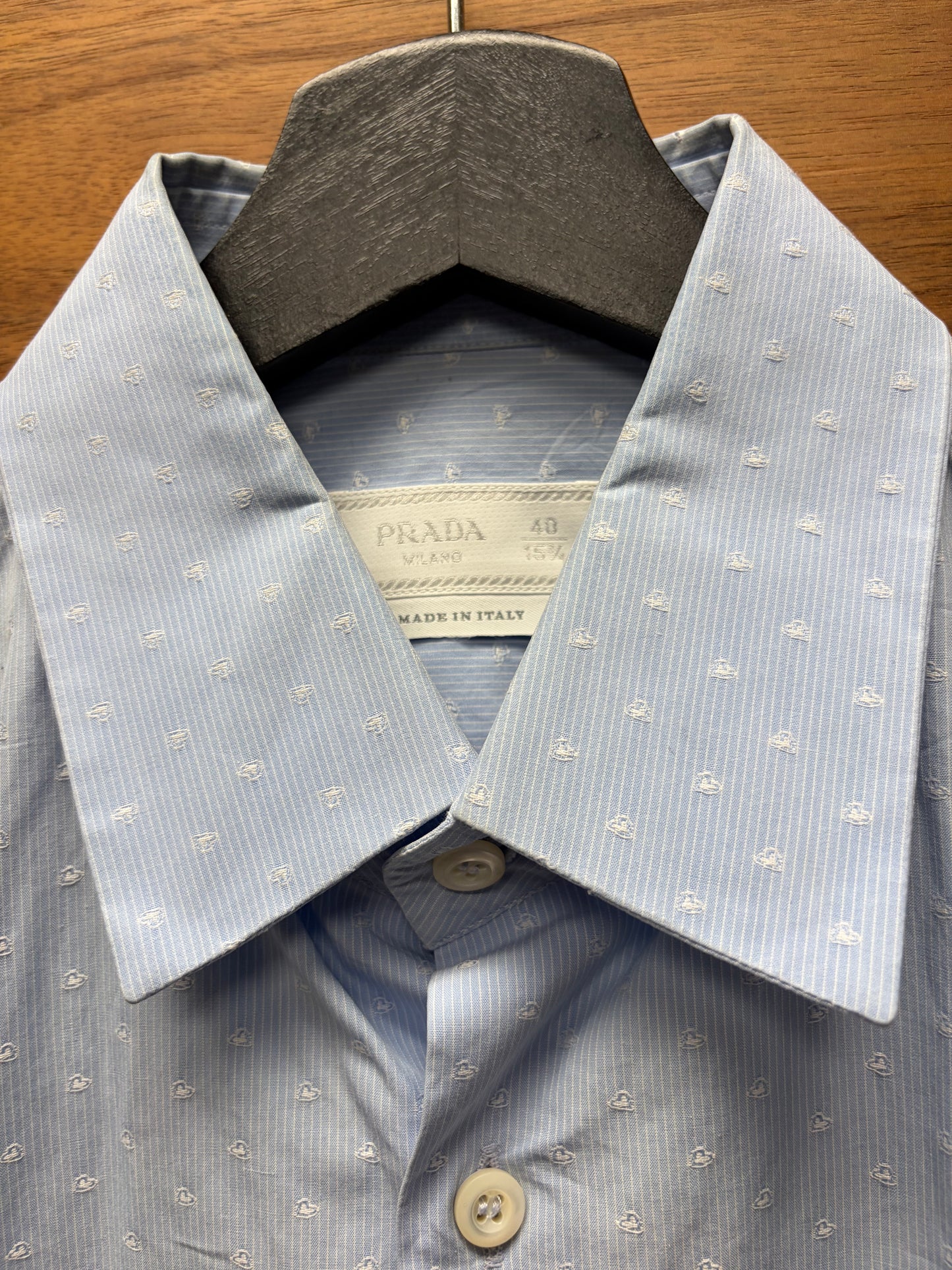 2012 Prada Blue/White Thin Pinstripe Button Up Shirt