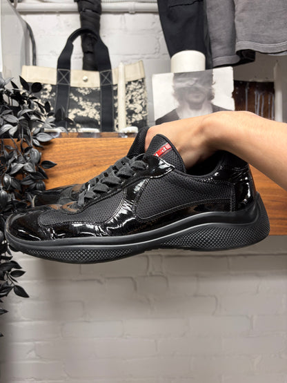 Prada ‘Americas Cup’ Black Patent Leather Low Top Sneakers