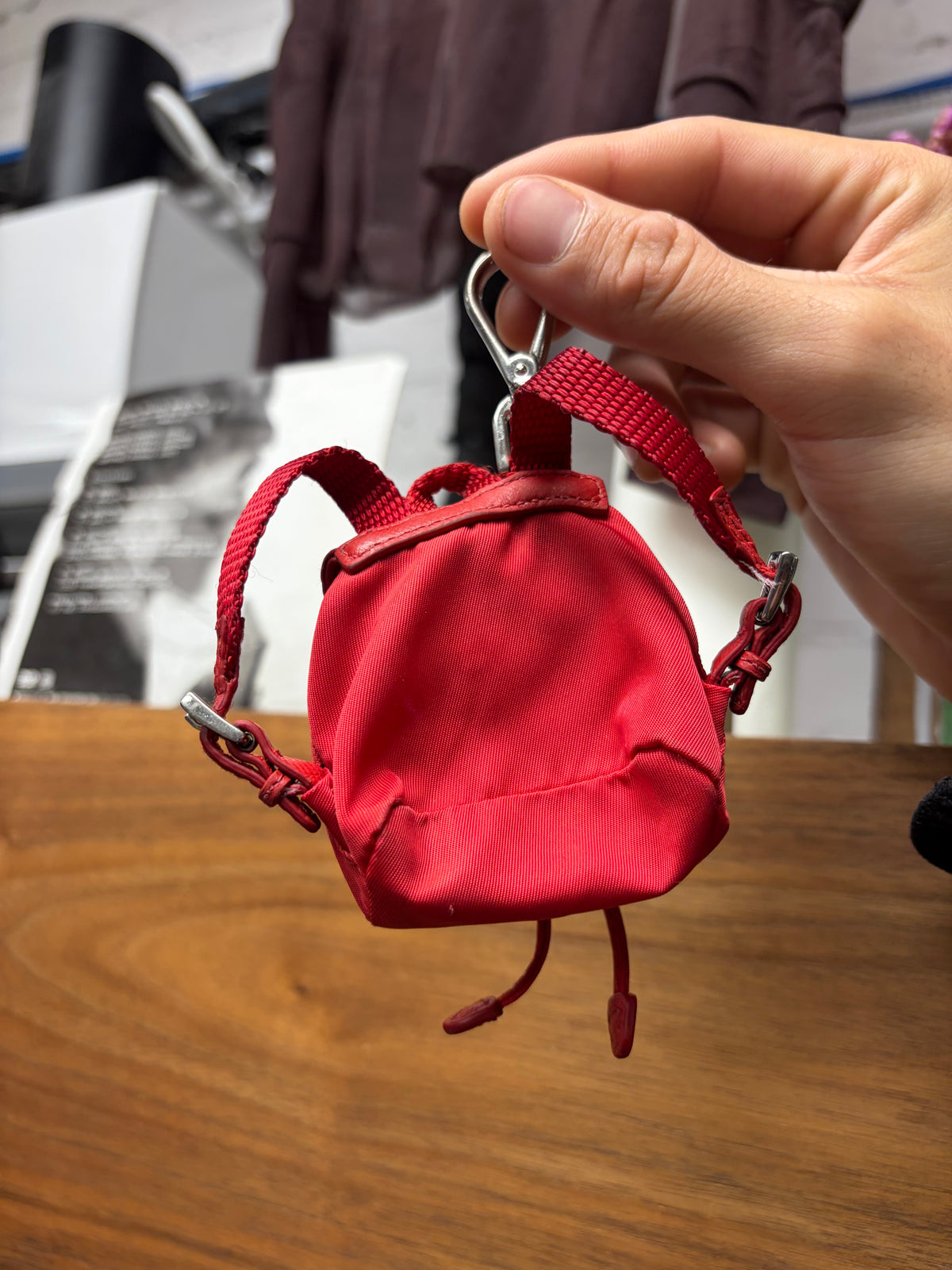 Prada Red ‘Re-Nylon’ Miniature Backpack Keychain