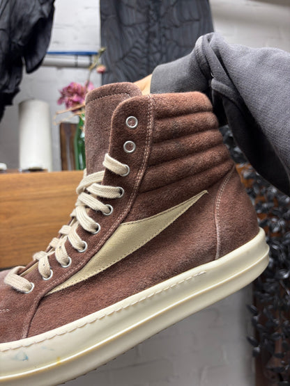Rick Owens ‘Vans’ Mainline Brown Suede High Top Sneakers