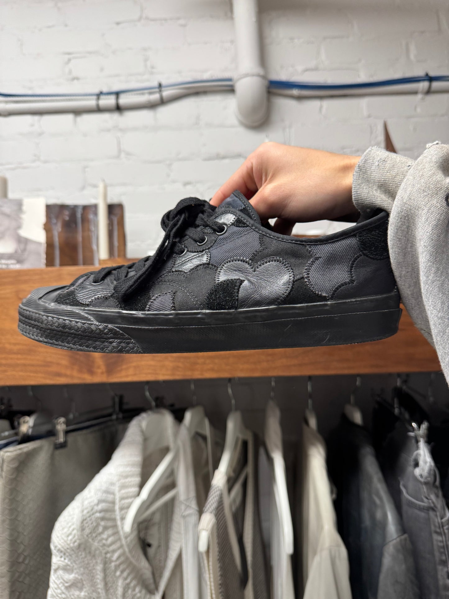 AW2003 Number (N)ine ‘Touch Me I’m Sick’ Crying Heart Leather Patchwork Sneakers