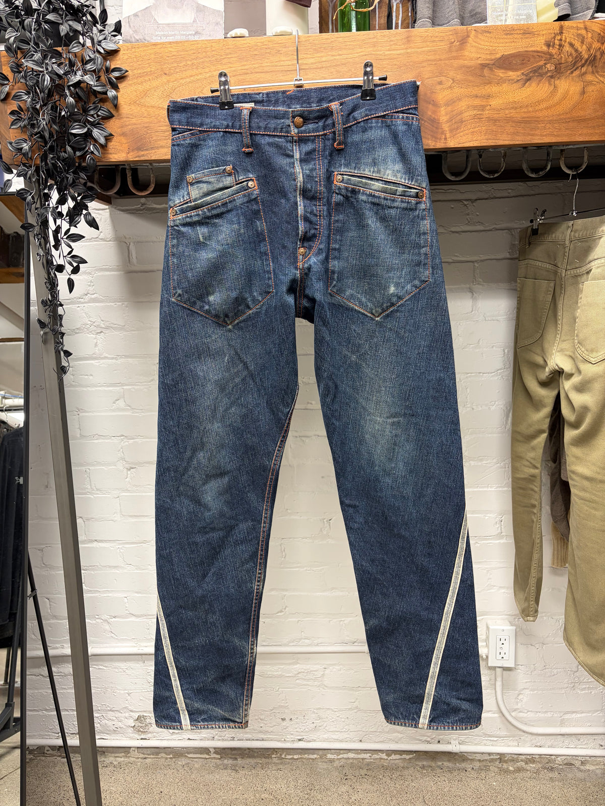 Evisu Genes ‘Osaka’ Blue Raw Washed Embroidered Logo Denim