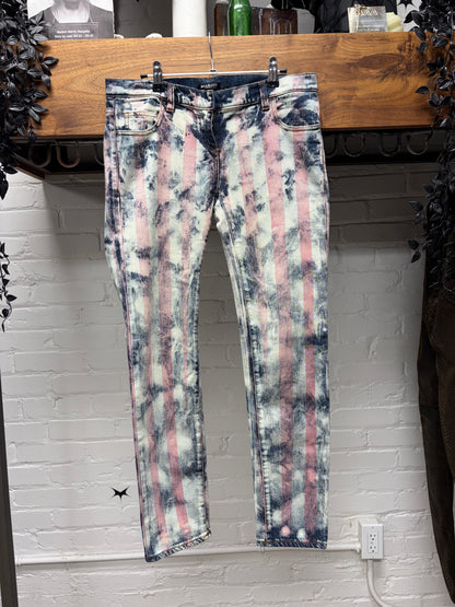 SS2011 Balmain by Christophe Decarnin ‘Flag’ Bleach Distressed Low Rise Skinny Jeans