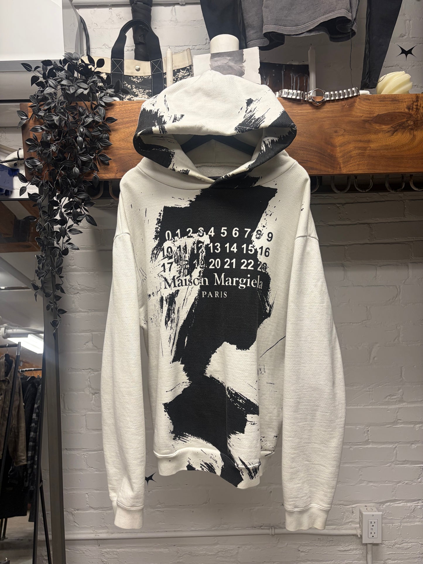 SS2020 Maison Margiela ‘Paint Logo’ Black/White Hoodie