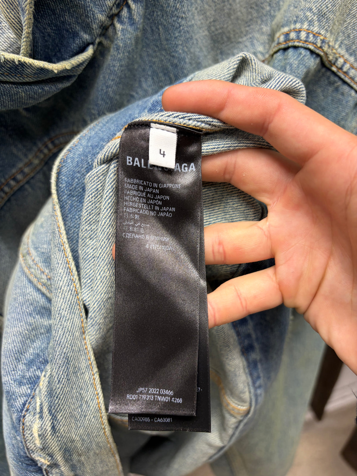 2023 Balenciaga Stone Washed Blue Denim Pullover Hoodie
