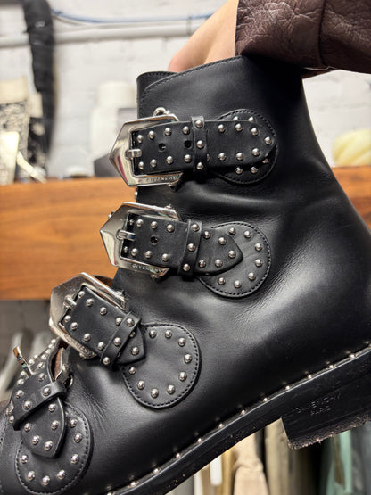 Givenchy Studded Black Pointed Toe Leather Boots