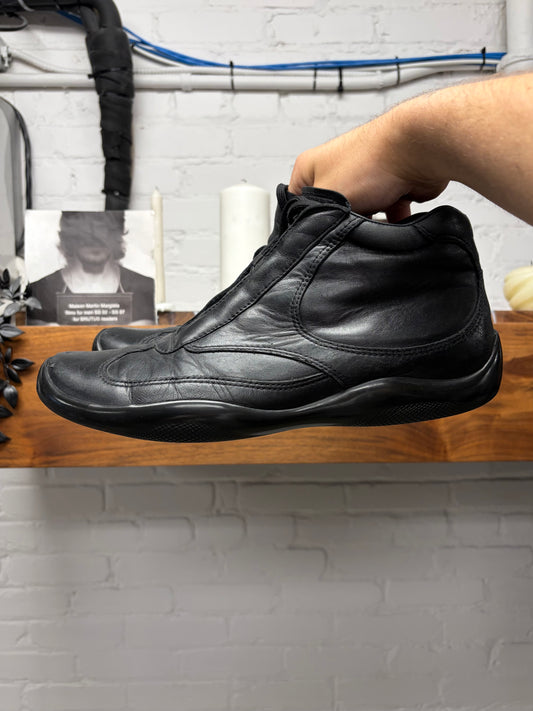 Prada ‘Americas Cup’ Black Leather High Top Sneakers