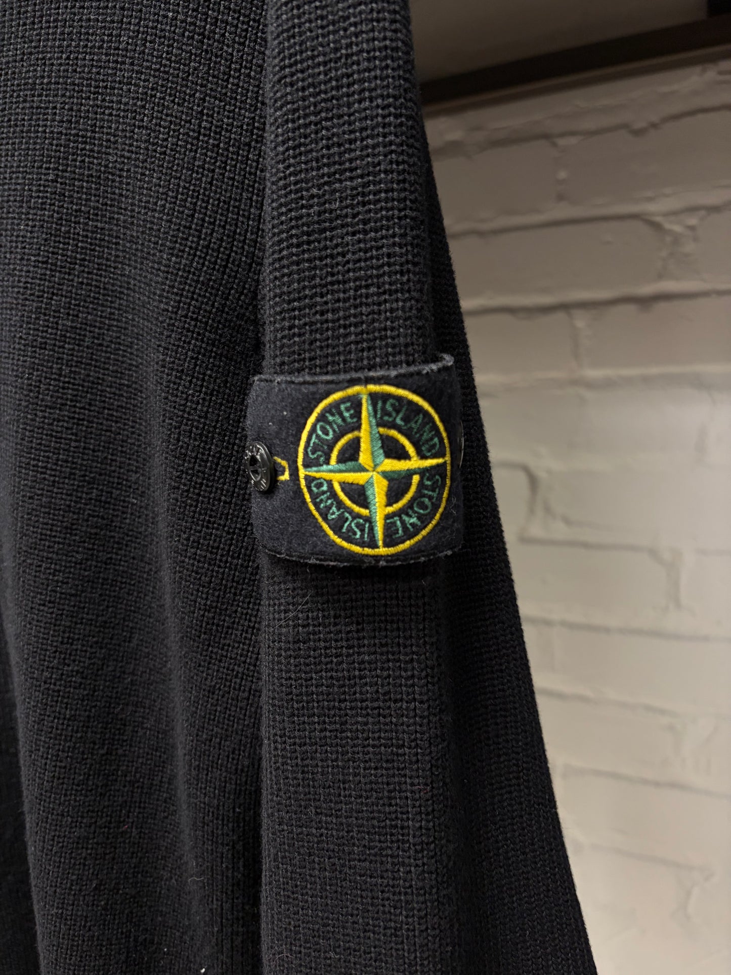 Stone Island ‘Badge Logo’ Ribbed Black Knit Sweater
