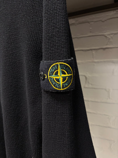 Stone Island ‘Badge Logo’ Ribbed Black Knit Sweater