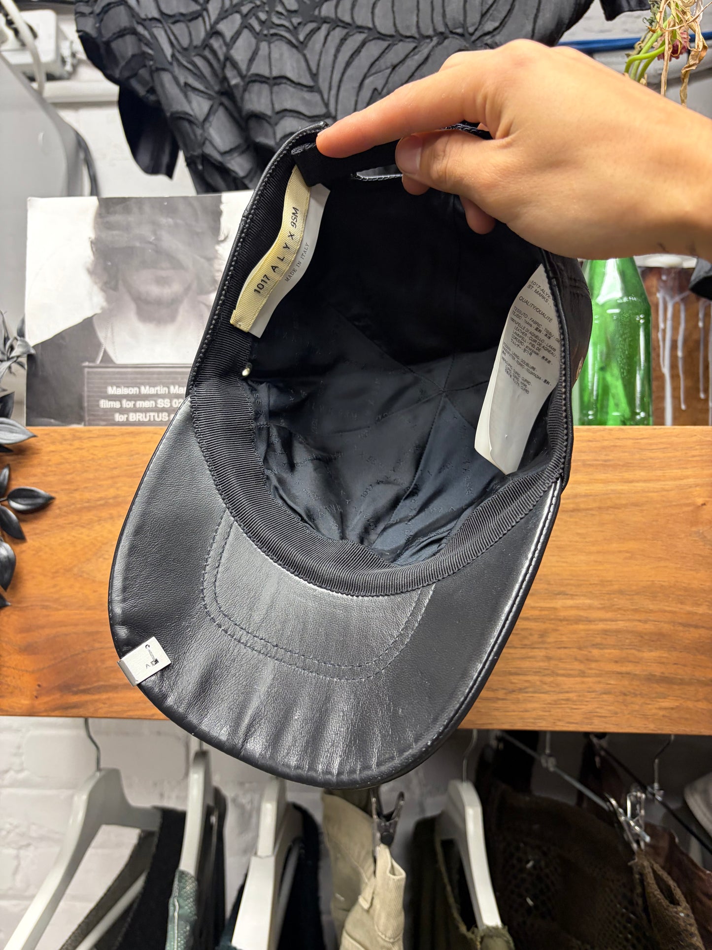1017 Alyx 9SM ‘Lightercap’ Black Leather Strap-Back Hat