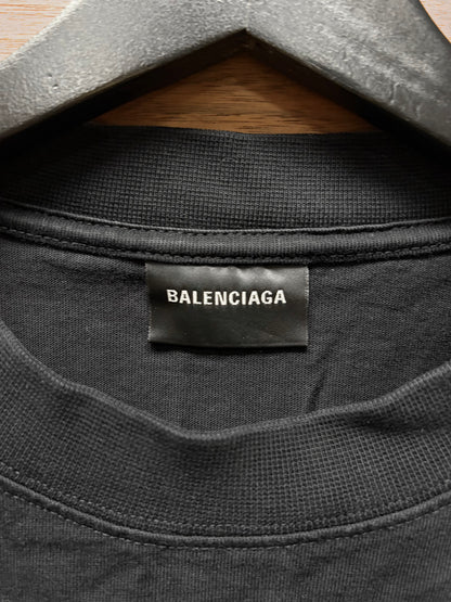 2022 Balenciaga ‘Paris’ Black Vinyl Logo Oversized T-Shirt