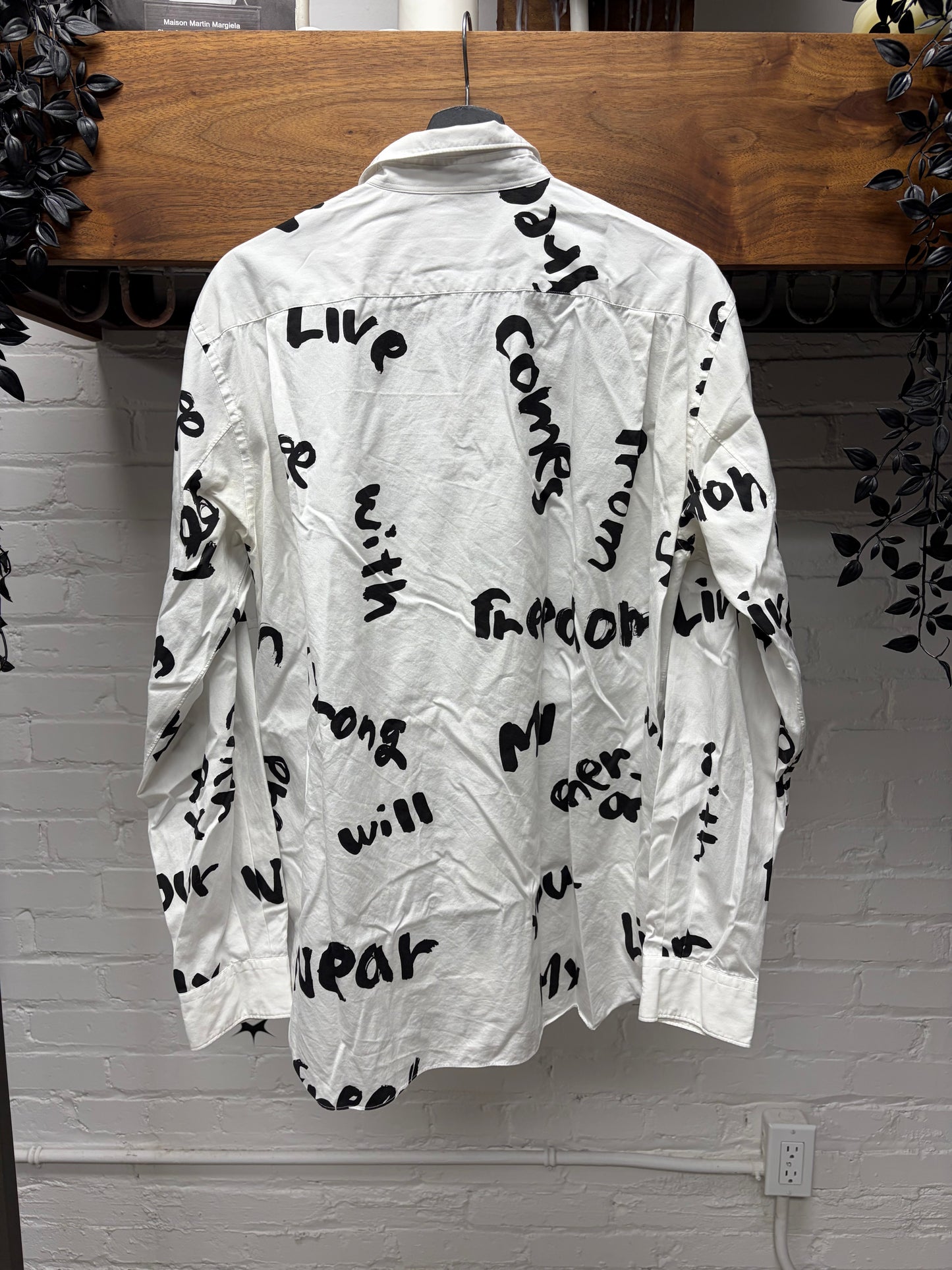 2021 Comme Des Garçons Homme Plus ‘Wear your Freedom’ White Button Up Shirt