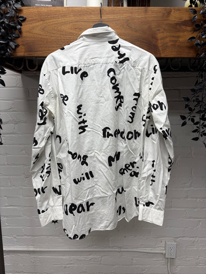 2021 Comme Des Garçons Homme Plus ‘Wear your Freedom’ White Button Up Shirt