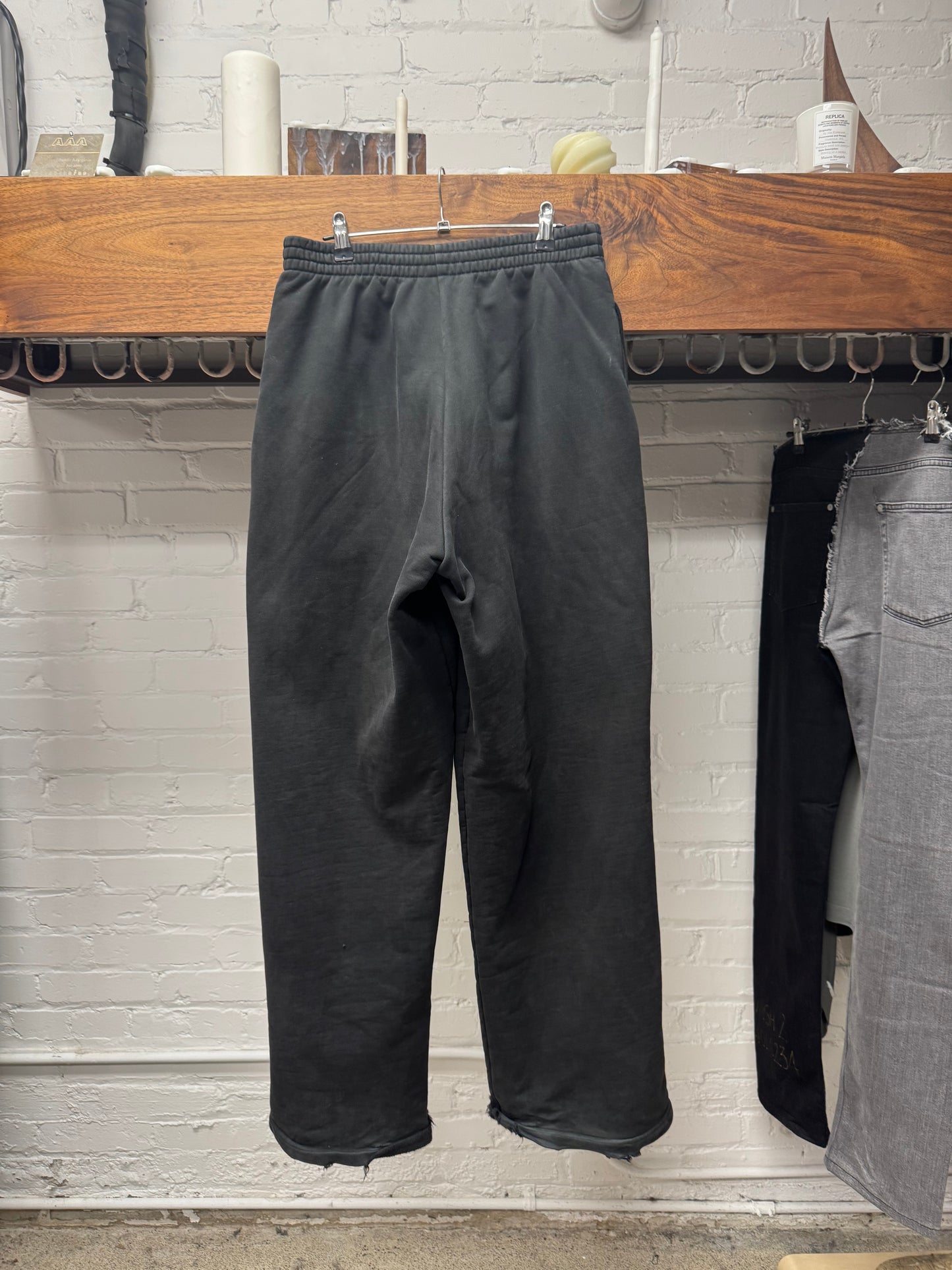 2024 Balenciaga ‘Activewear’ 3M Logo Wide Leg Black Sweatpants