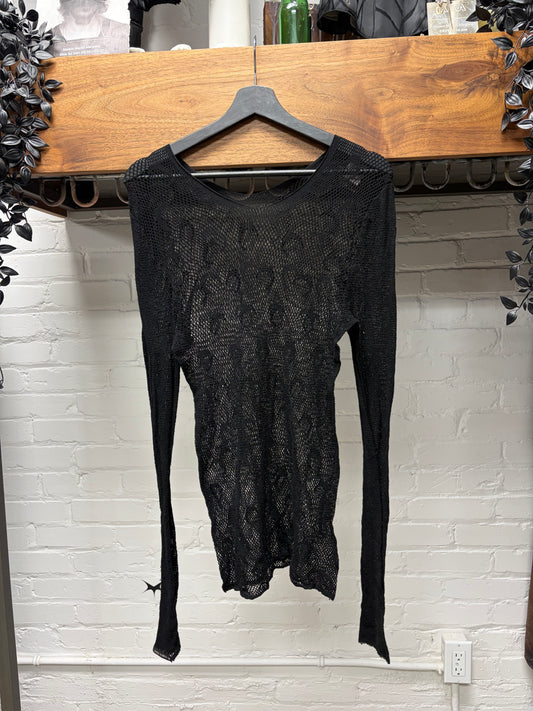 Marine Serre ‘Crescent Moon’ Black Sheer Long Sleeve Shirt