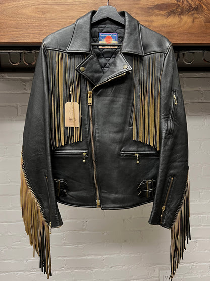 Blackmeans Perfecto Zip Black Fringe Leather Tasseled Biker Jacket