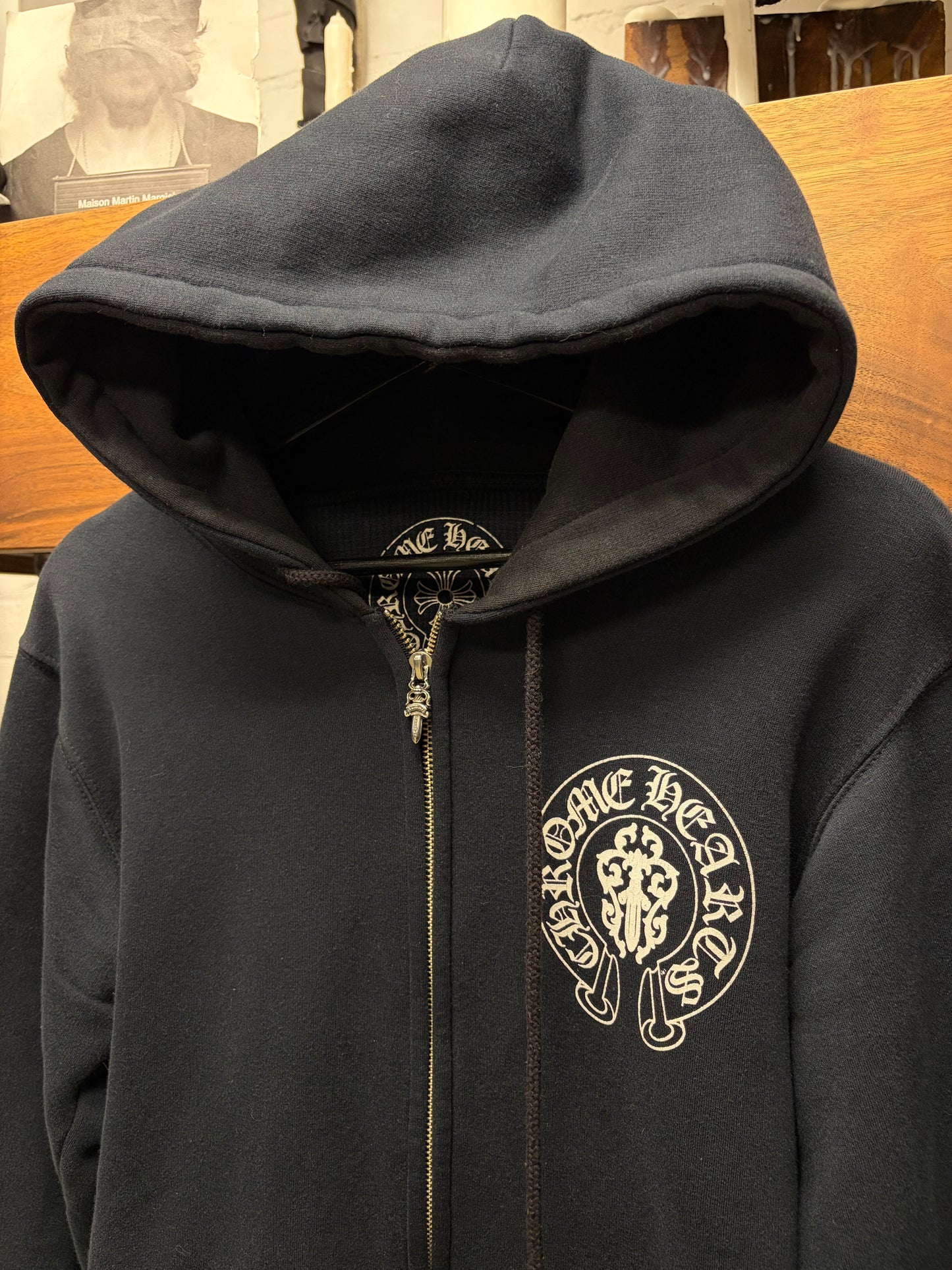 Chrome Hearts Thermal Lined ‘American Flag’ Black Zip-Up Hoodie