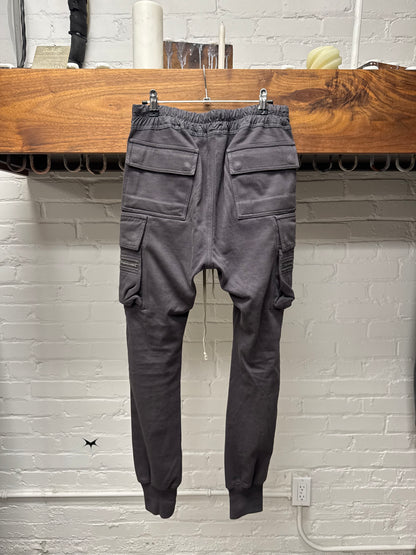 SS22 Rick Owens ‘Phlegethon’ Plum Drawstring Cotton Cargo Joggers