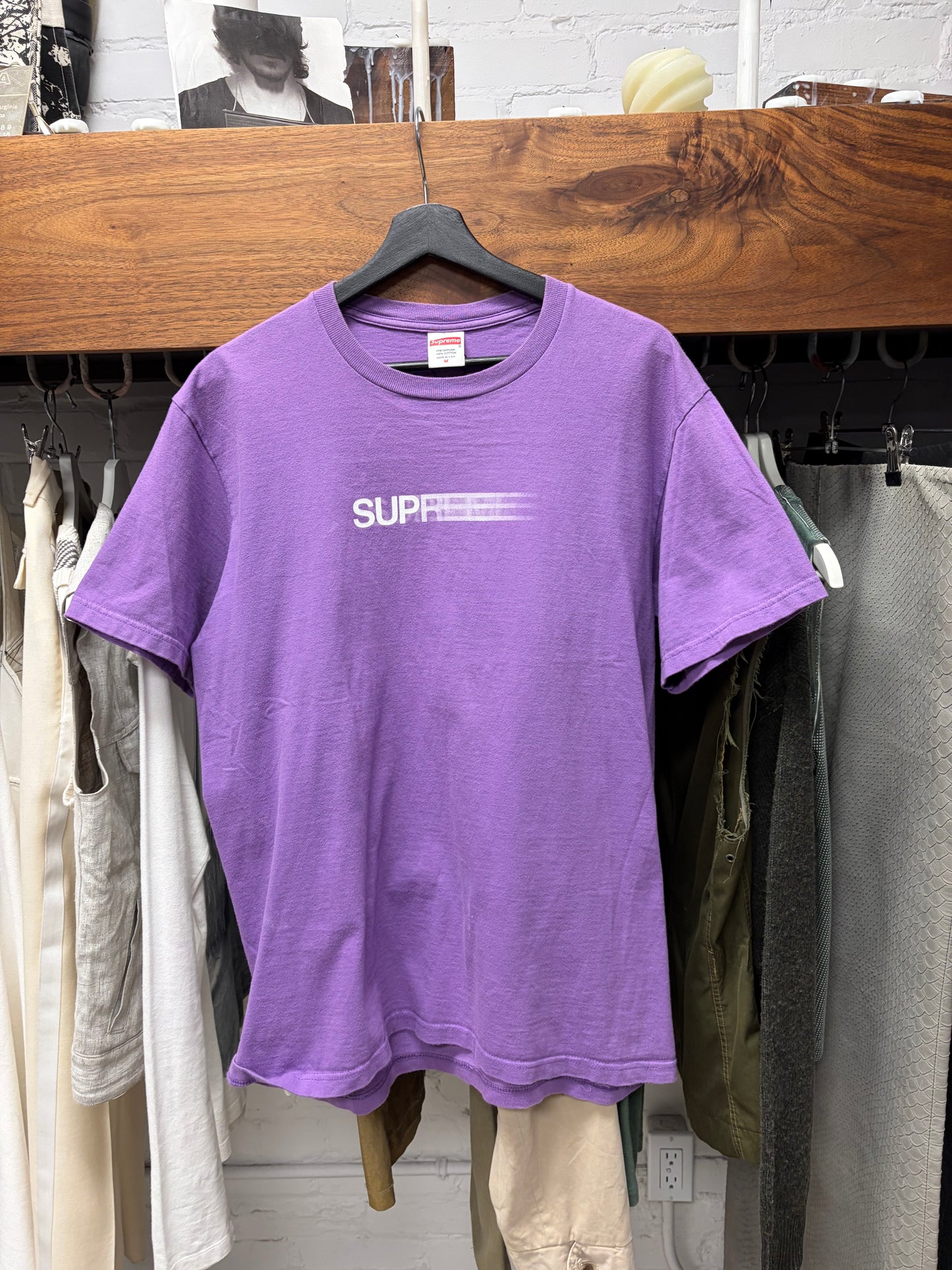 AW2019 Supreme ‘Motion Logo’ Purple Cotton T-Shirt
