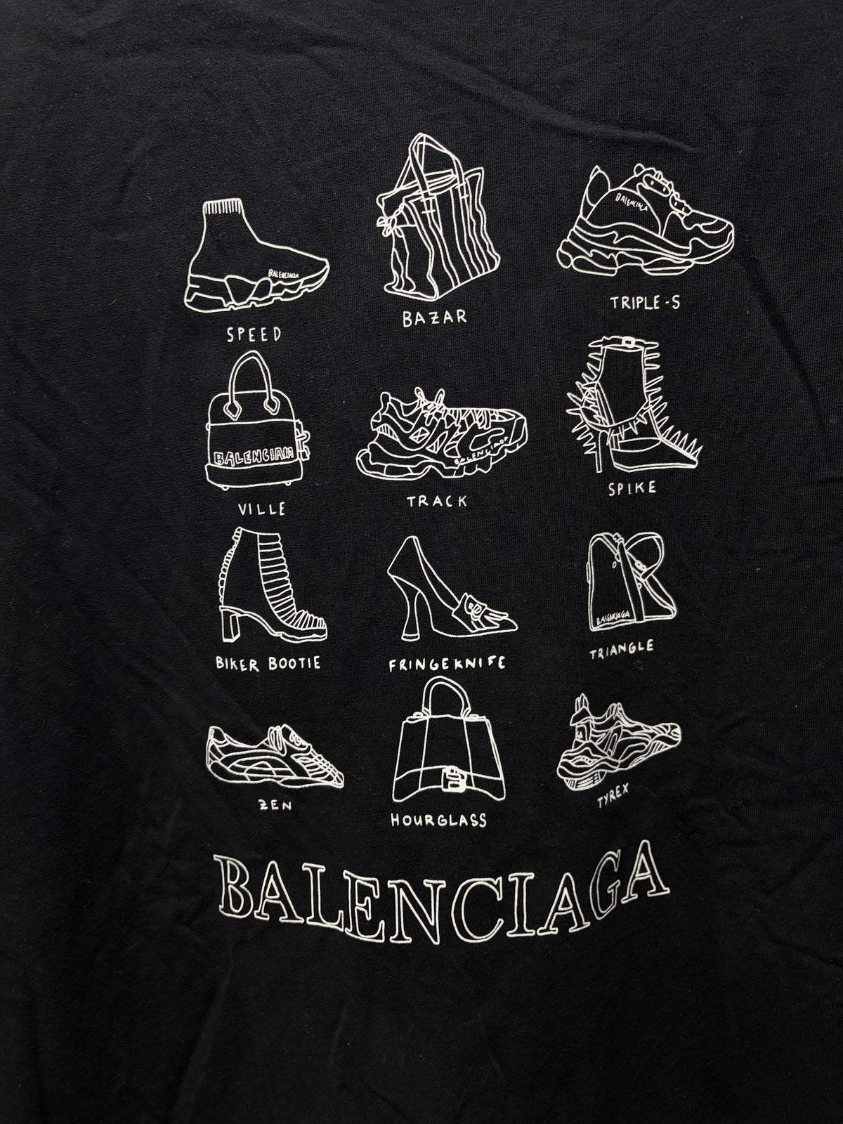 2020 Balenciaga ‘Signature Products’ Black Graphic T-Shirt