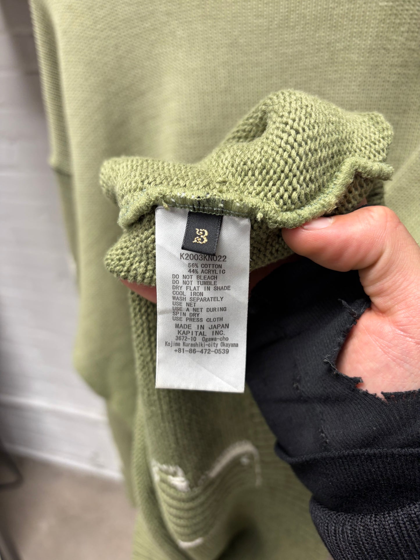 Kapital ‘5G’ Green Bone Knit Sweater