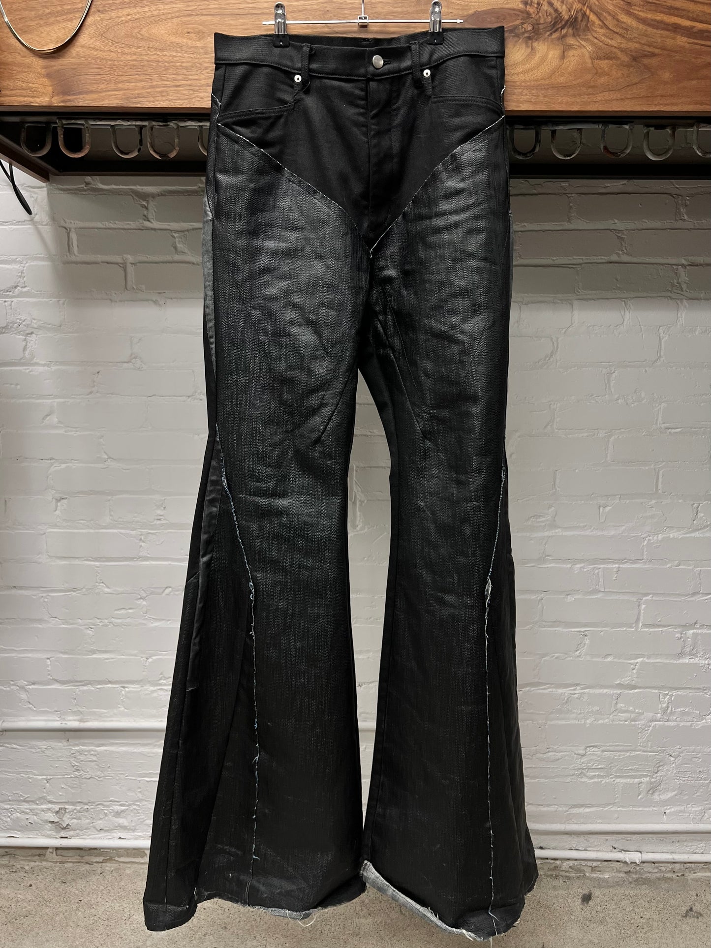 SS23 Rick Owens ‘EDFU’ Flared Bolan Slivered Patchwork Denim