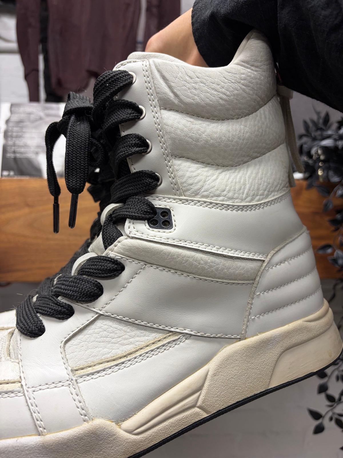 Diet Butcher Slim Skin DBSS ‘Dunk’ White Leather High Top Sneakers