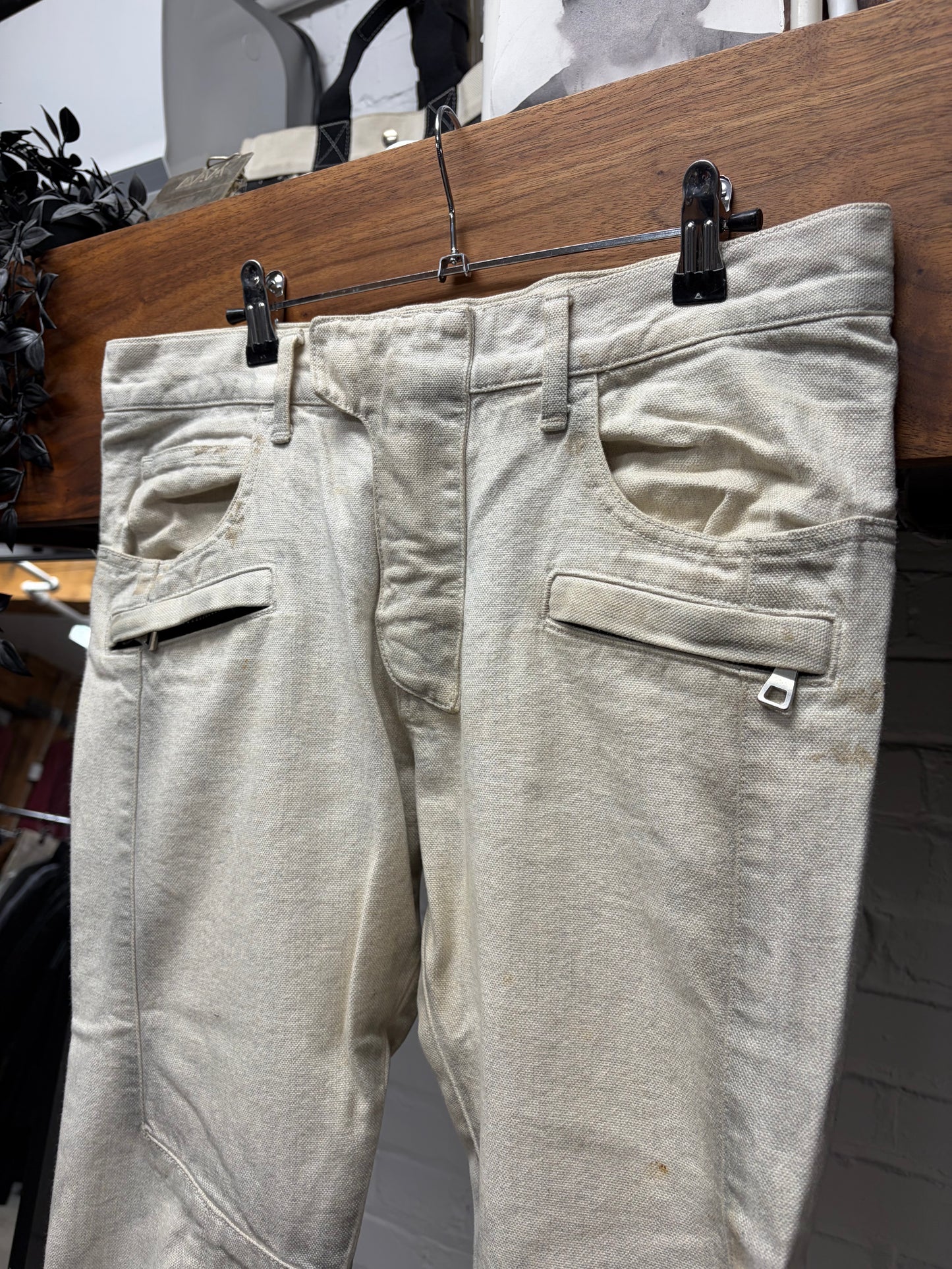 Balmain ‘Dirty White’ Biker Knee Skinny Jeans