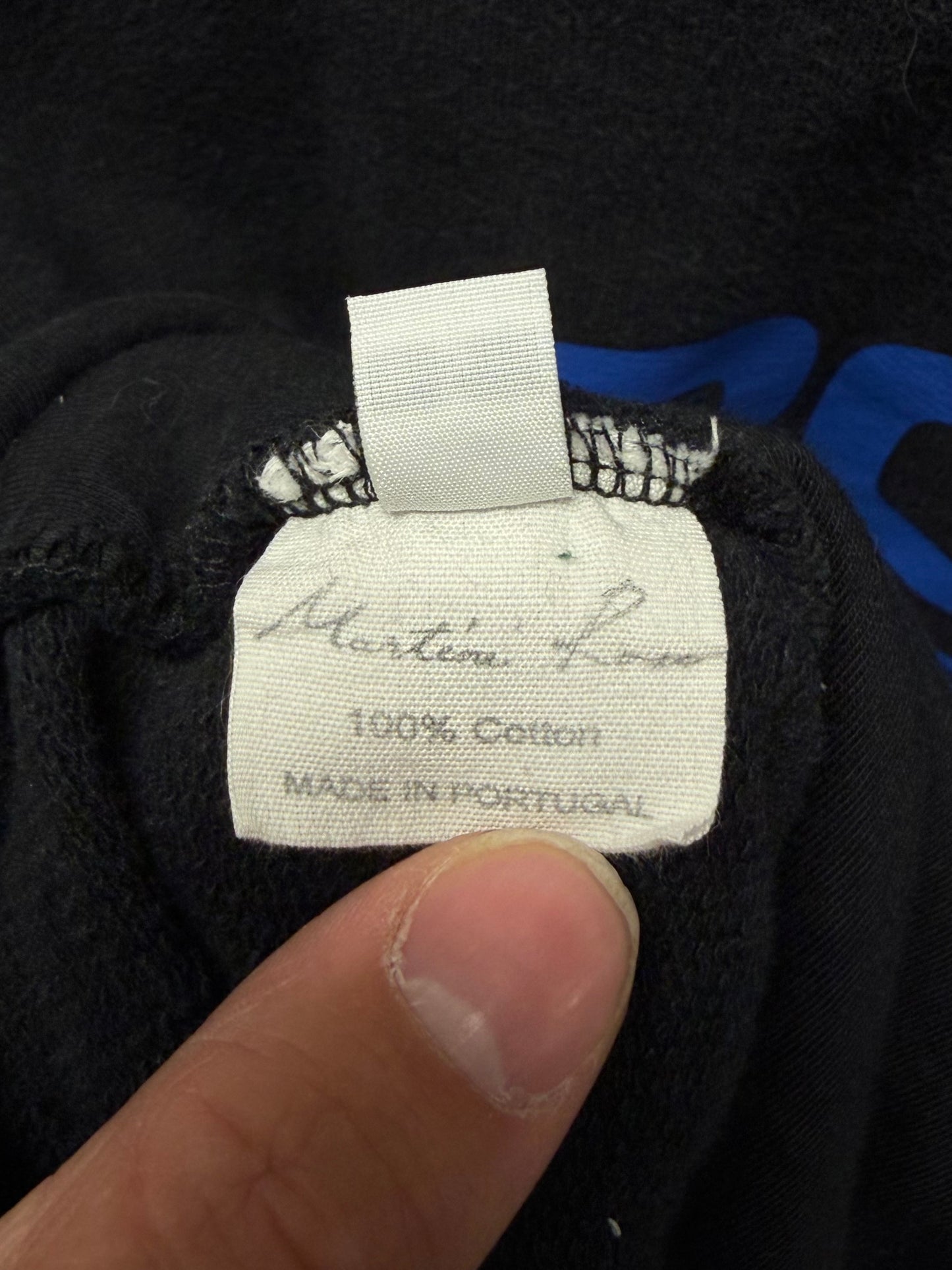 Martine Rose Black/Blue Logo ‘Collapsed’ Pullover Hoodie