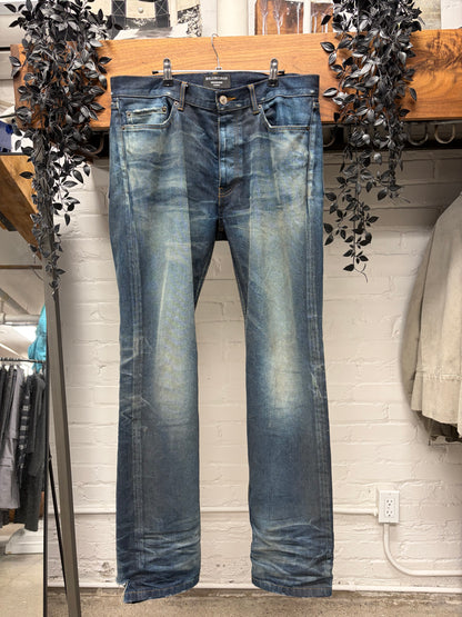 2022 Balenciaga Raw Blue Bootcut Denim