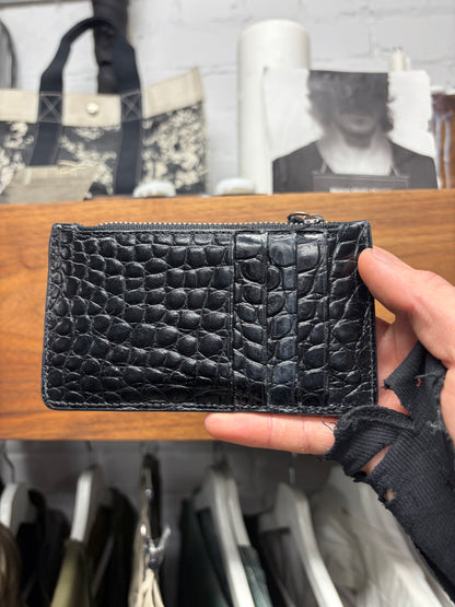 Vivienne Westwood Crocodile Embossed Black Leather ‘Orb Logo’ Cardholder Wallet
