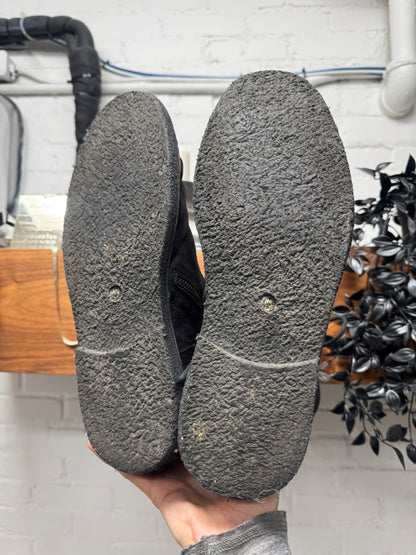 Ann Demeulemeester Black Blistered Suede Crepe Sole ‘Boxing’ Boots