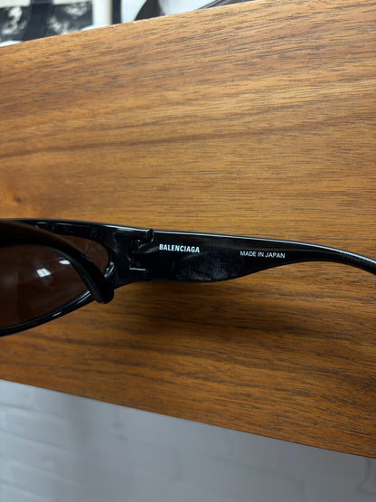 Balenciaga ‘Wraparound’ Black Logo Sunglasses