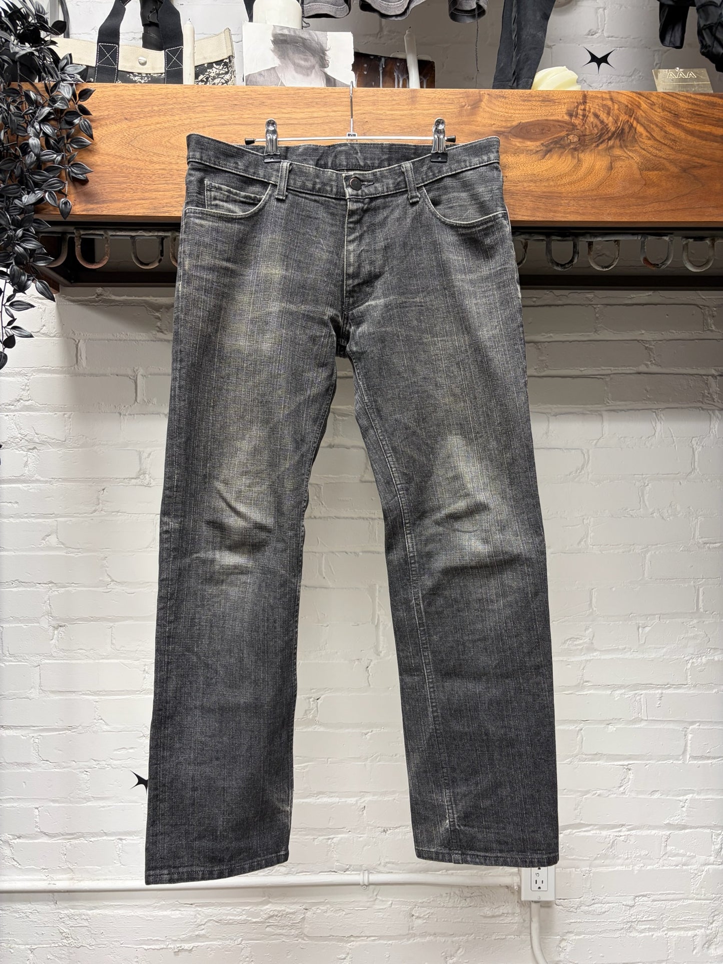 Number (N)ine Black ‘Crying Heart’ Leather Patch Skinny Jeans