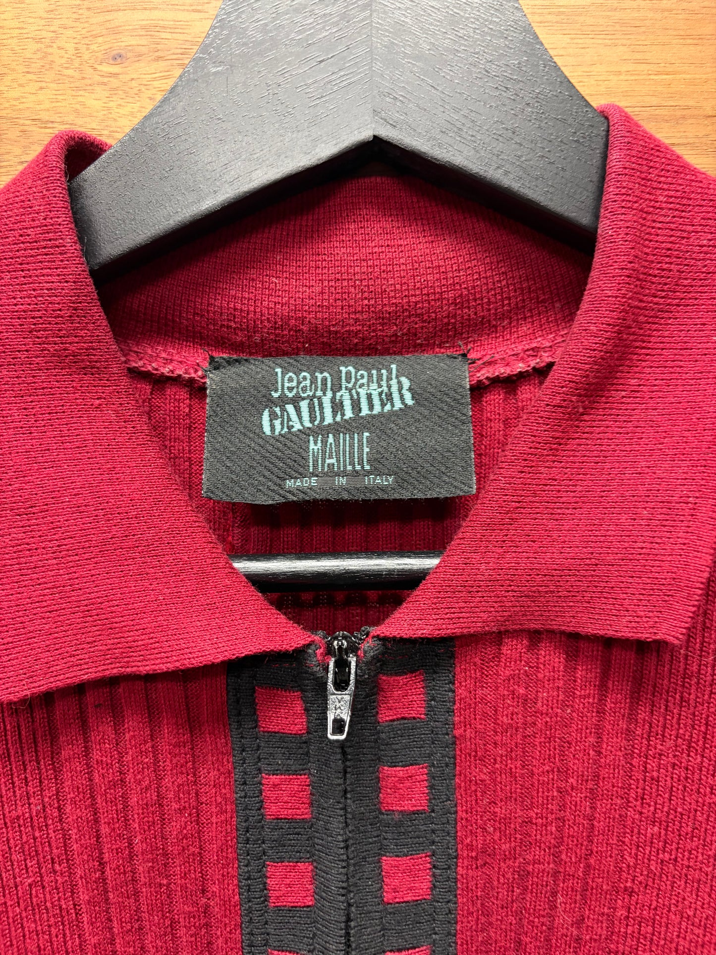 Vintage Jean Paul Gaultier ‘Maille’ Mesh/Ribbed Jersey Cotton Polo