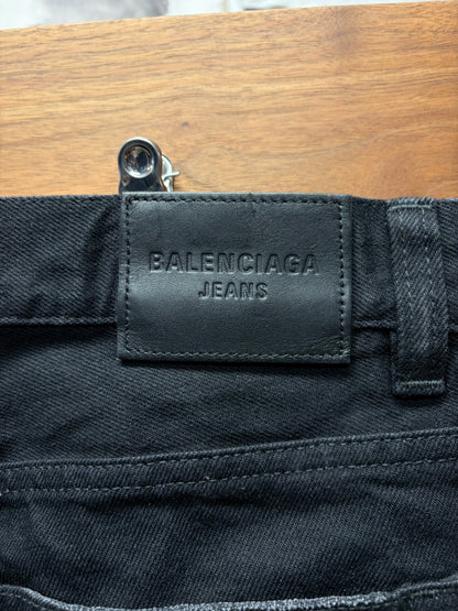 2022 Balenciaga ‘Lost Tape’ Heelbite Black Flared Leg Denim