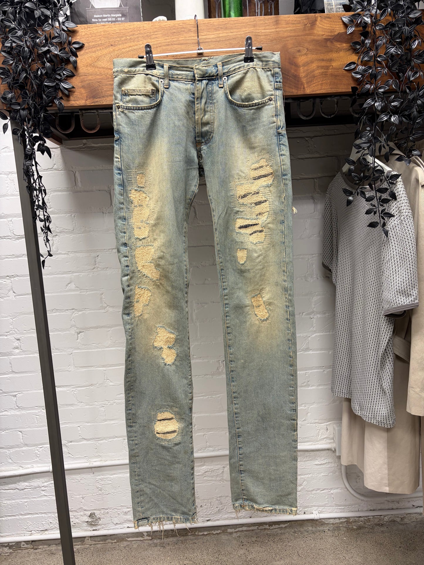SS2006 Dior Homme by Hedi Slimane ‘Crash’ Unaltered Distressed Blue Dirt Wash Skinny Jeans