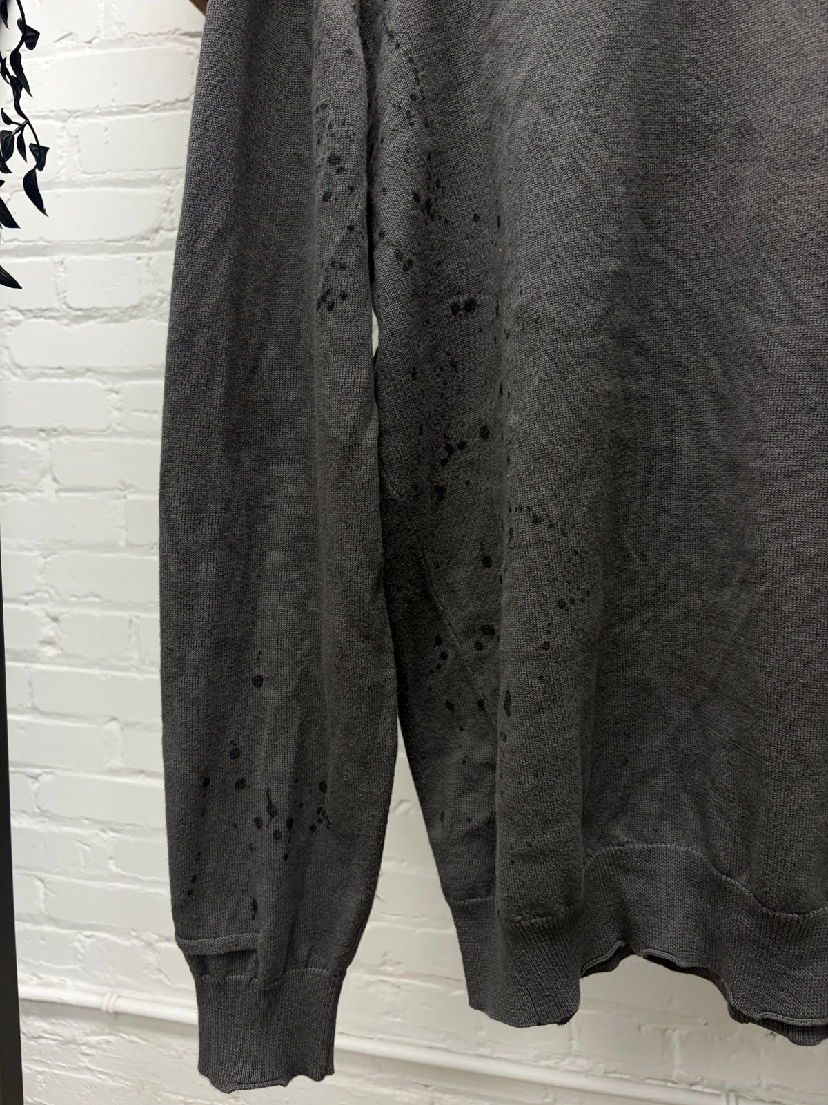 AW2024 Professor.E Combed Cotton/Wool ‘Paint Splattered’ Grey Knit Sweater