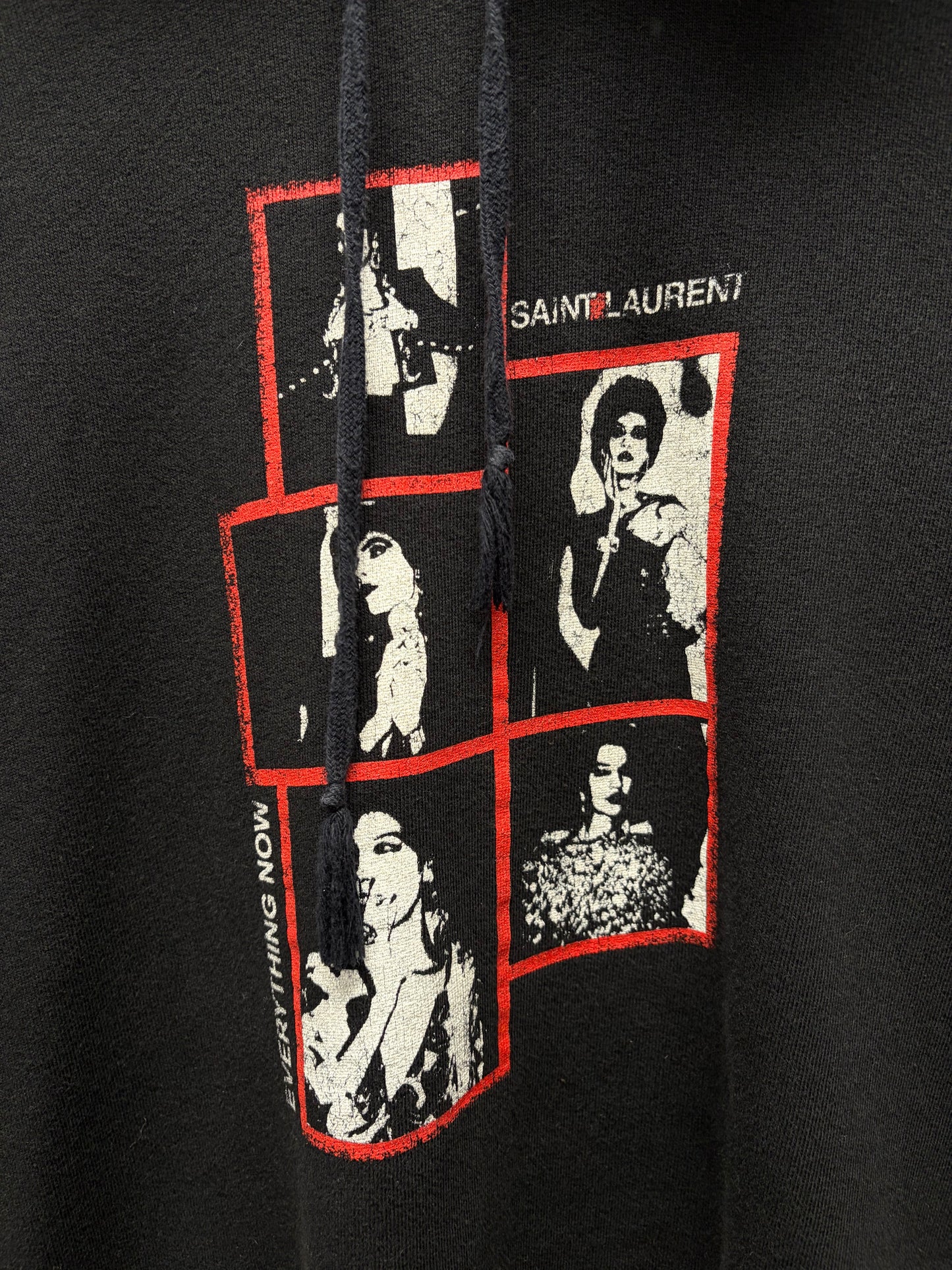 2018 Saint Laurent ‘Everything Now’ Red/Black Box Logo Hoodie