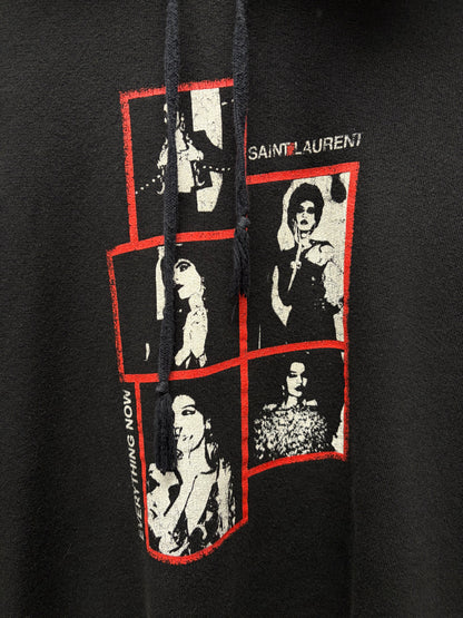2018 Saint Laurent ‘Everything Now’ Red/Black Box Logo Hoodie