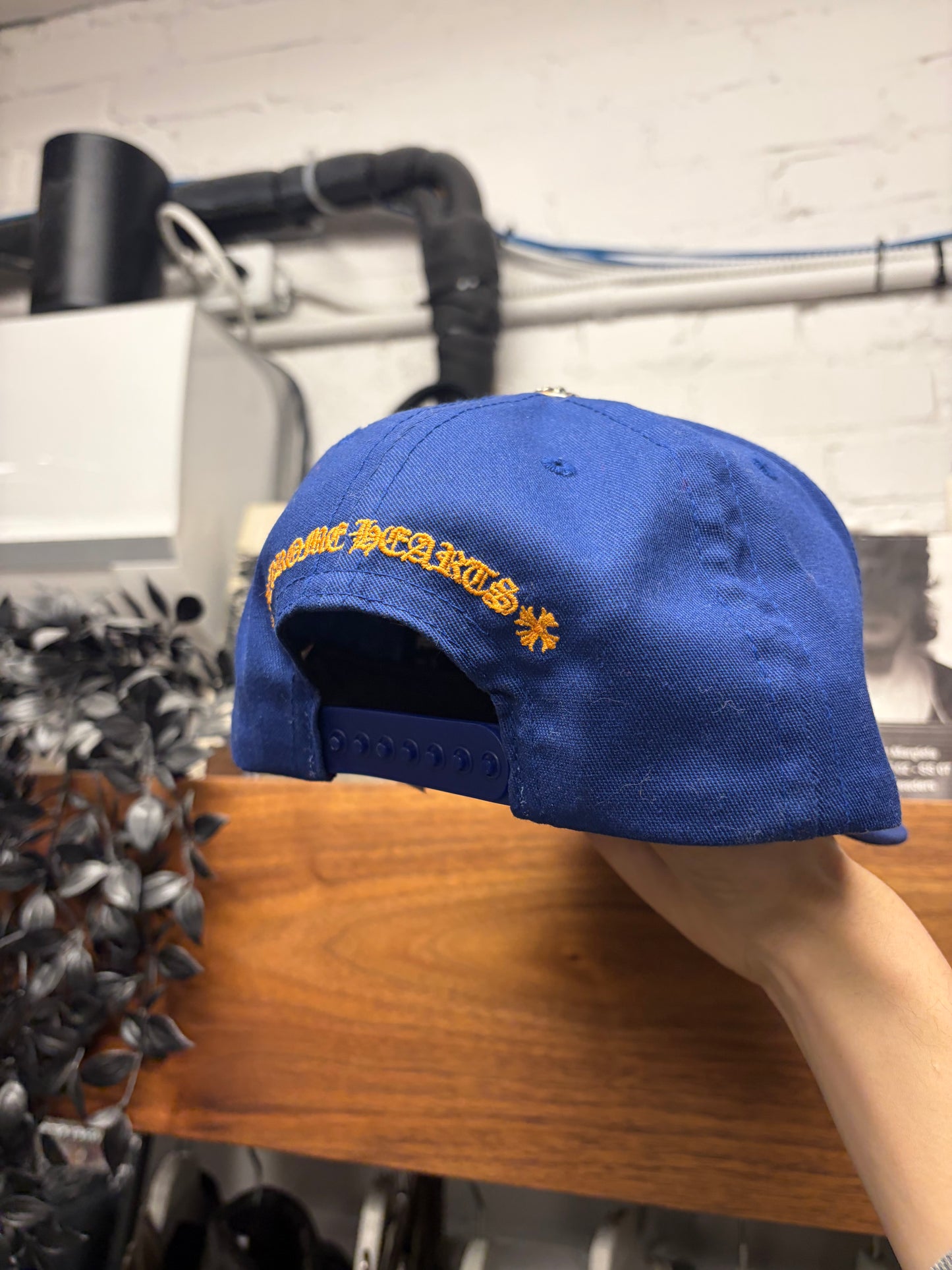 Chrome Hearts ‘CH’ Blue/Orange Embroidered Logo Strap-Back Baseball Hat