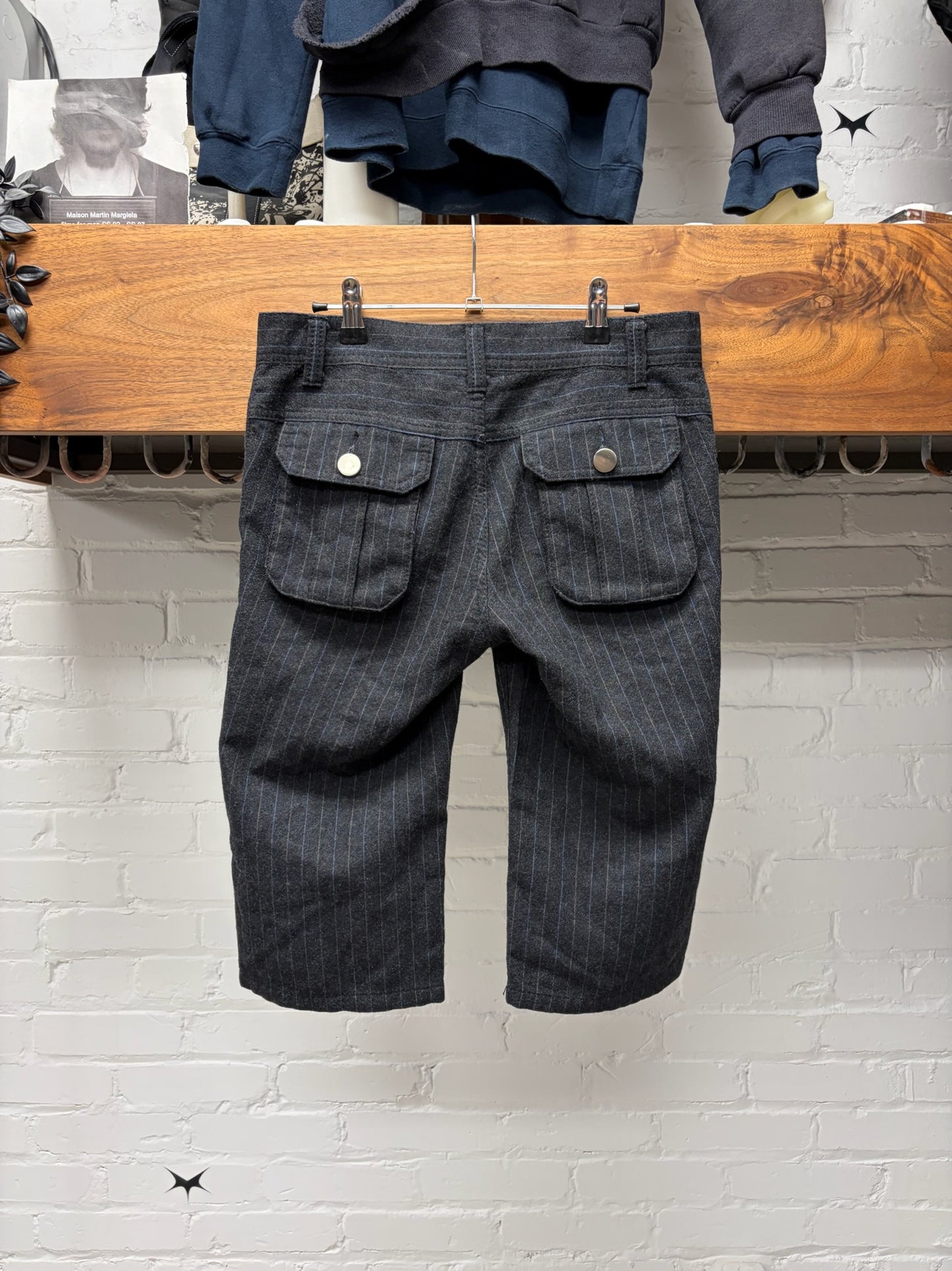 Comme Des Garçons Tricots Pinstripe Wool Trouser Shorts