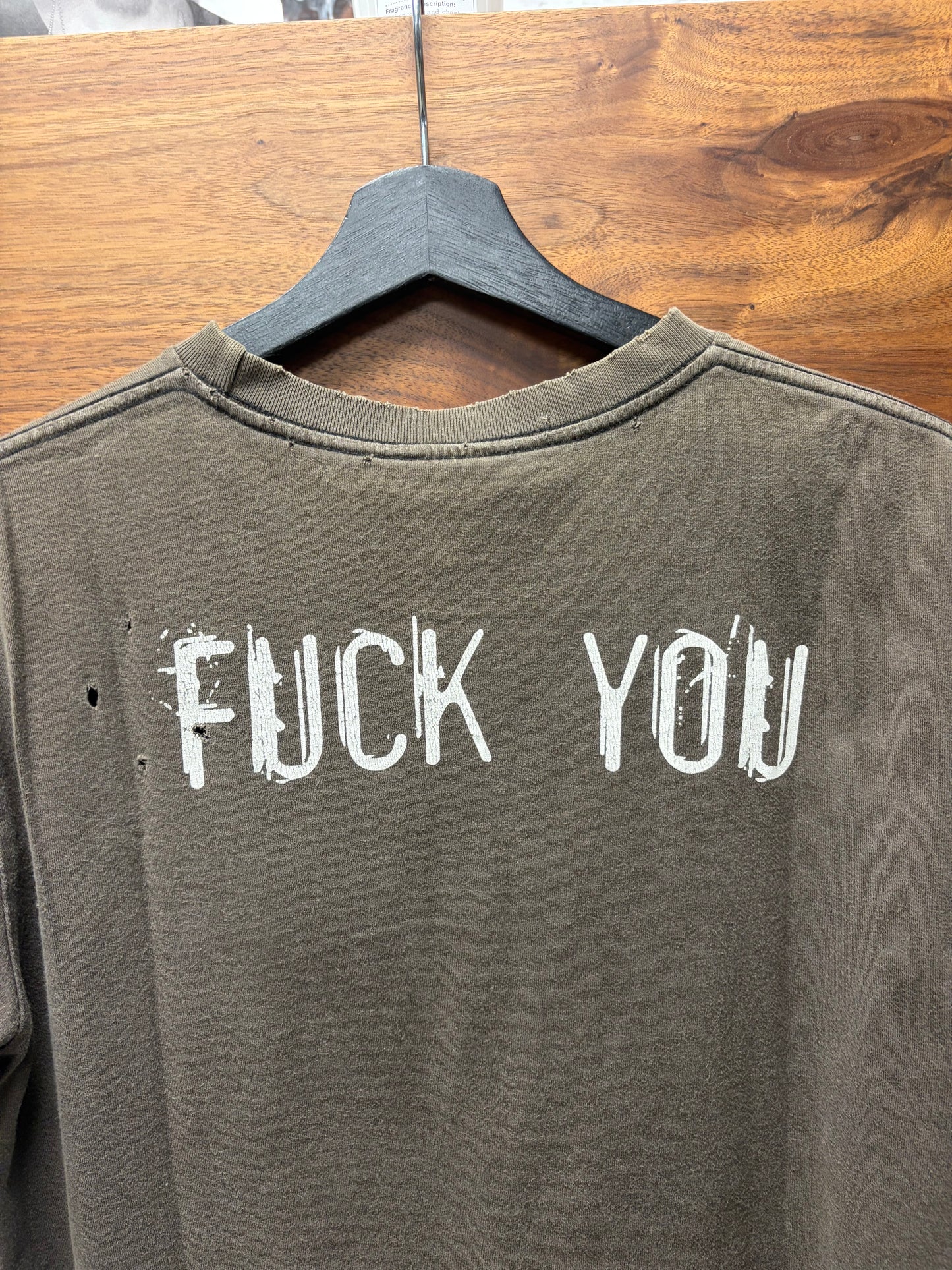 SS2004 Number (N)ine ‘Motherfucker’ Distressed Brown T-Shirt