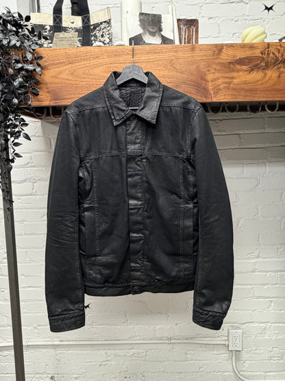 AW2015 Rick Owens ‘Sphinx’ Waxed Denim ‘Lung Pocket’ Padded Work Jacket
