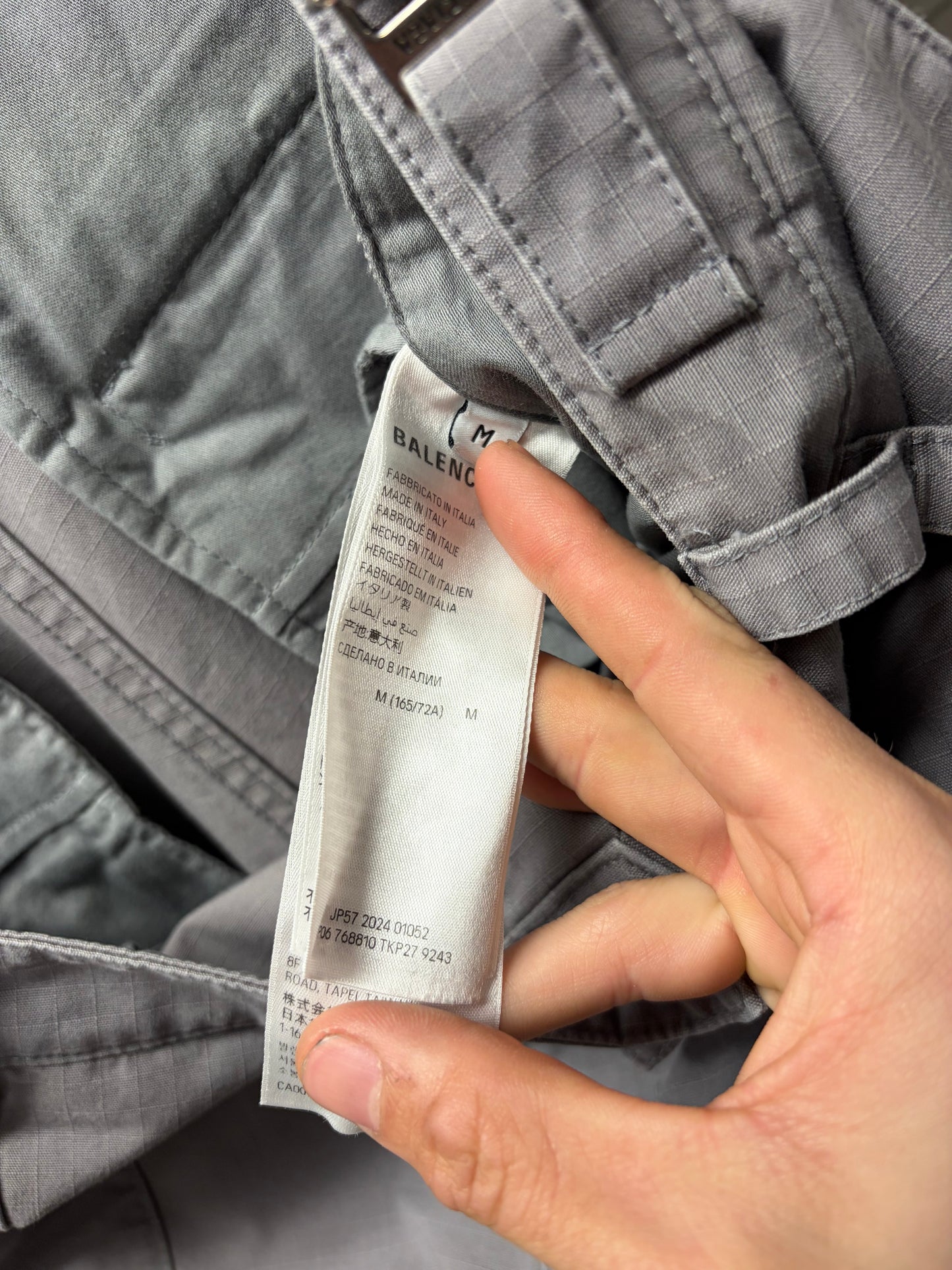 SS2025 Balenciaga Grey Ripstop ‘Convertible’ Flared Leg Cargo Pants
