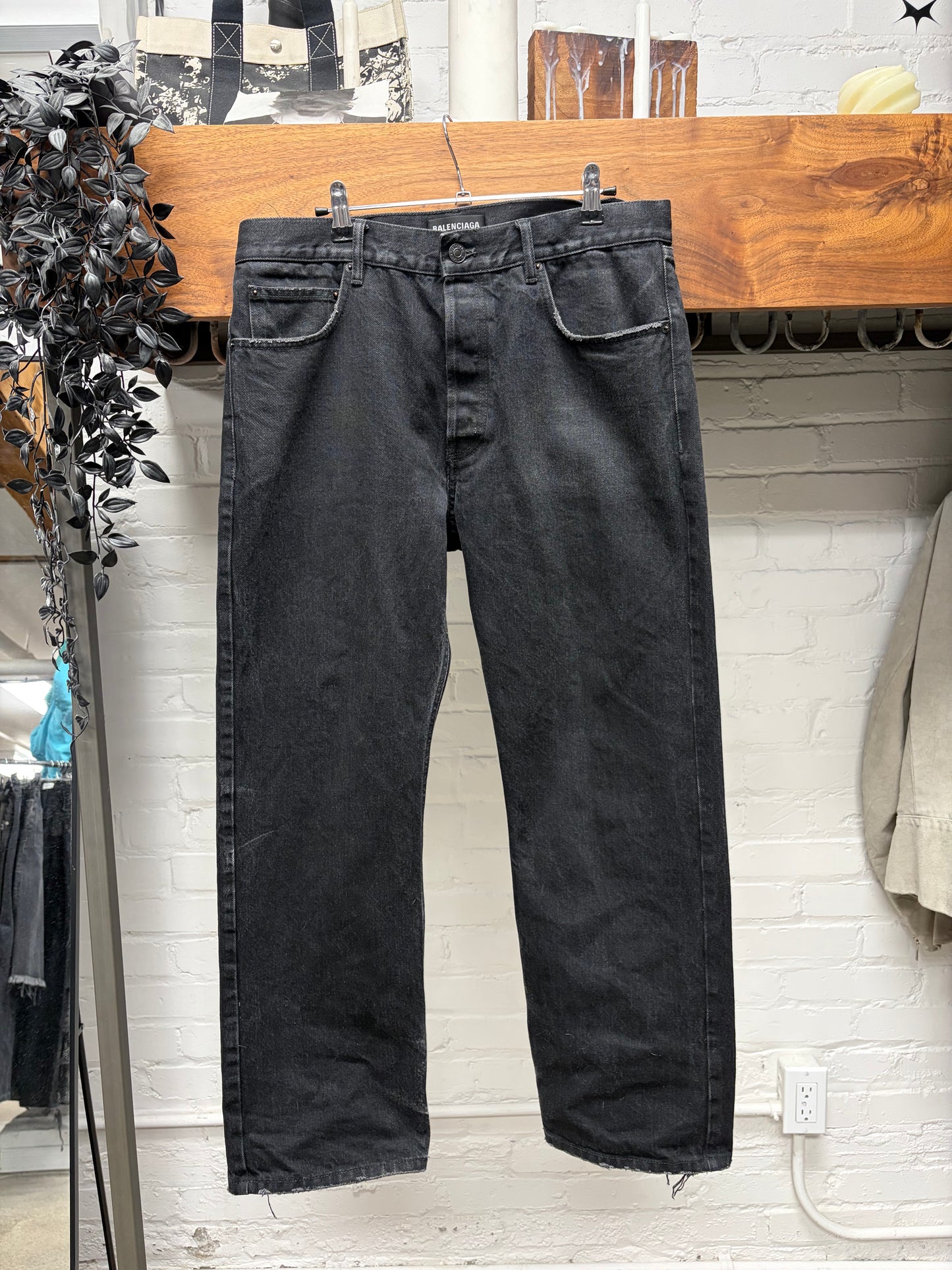 2022 Balenciaga Washed Black ‘Straight Cut’ Heelbite Denim