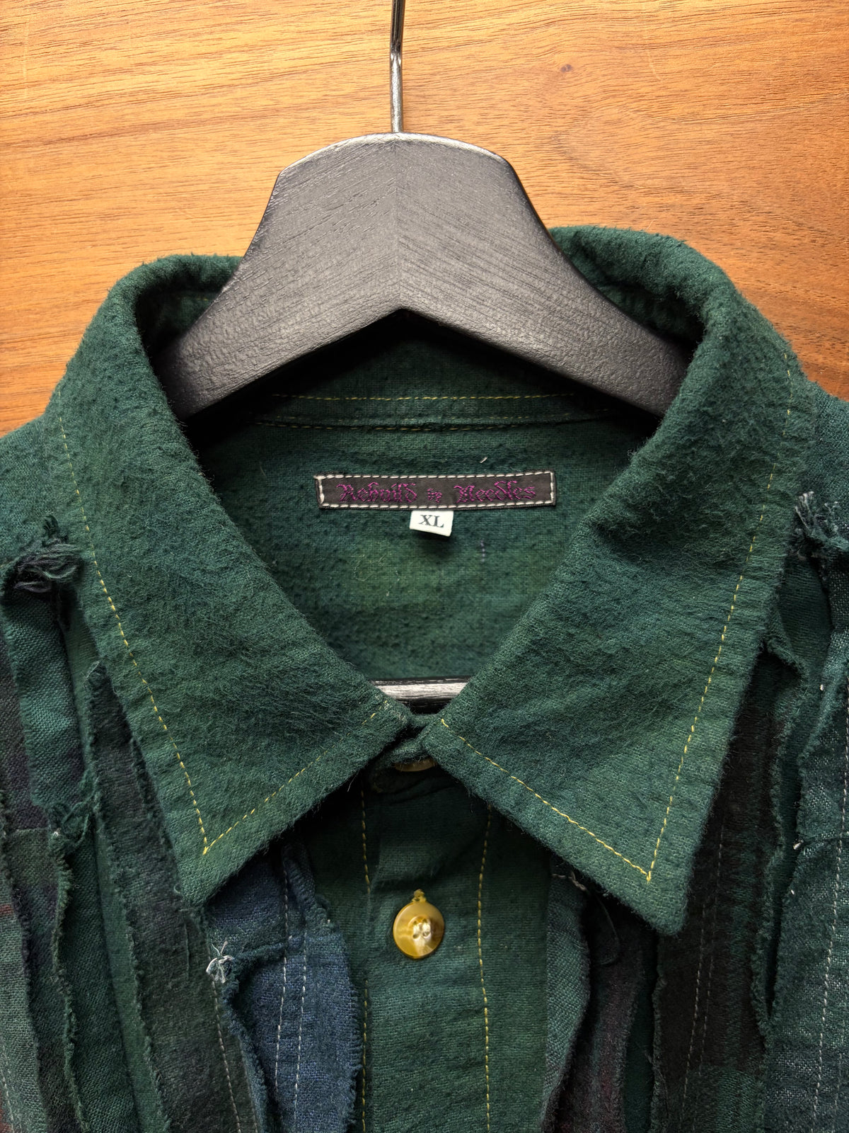 Needles Reconstructed ‘Rebuild’ Patchwork Green Flannel