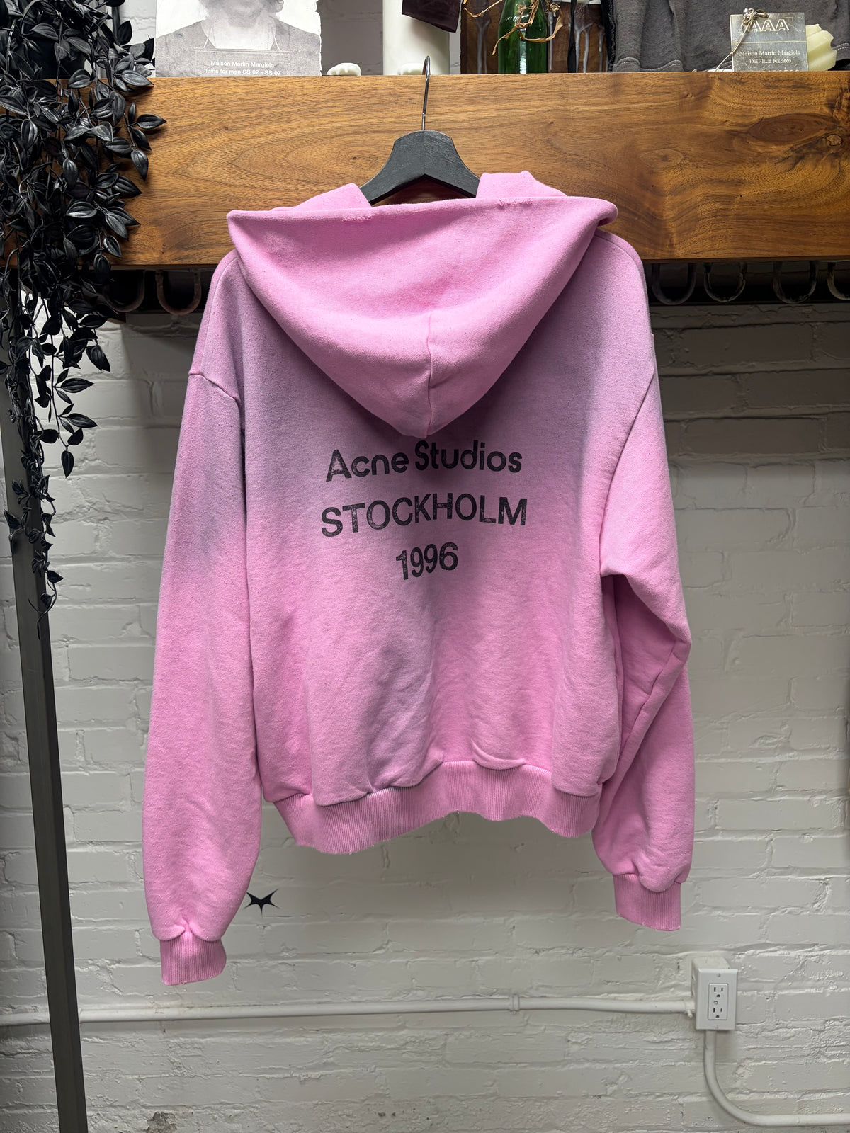 Acne Studios Distressed Pink ‘Stockholm Logo’ Oversized Hoodie