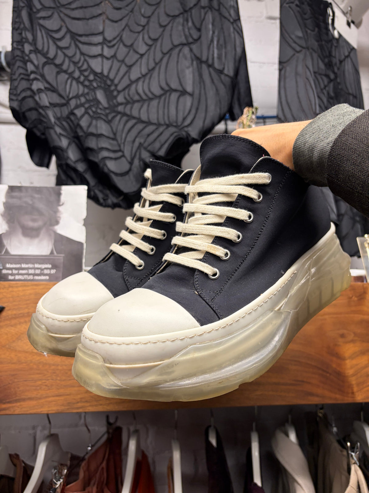 Rick Owens ‘Abstract’ Translucent Sole Black/Milk Low Top Sneakers
